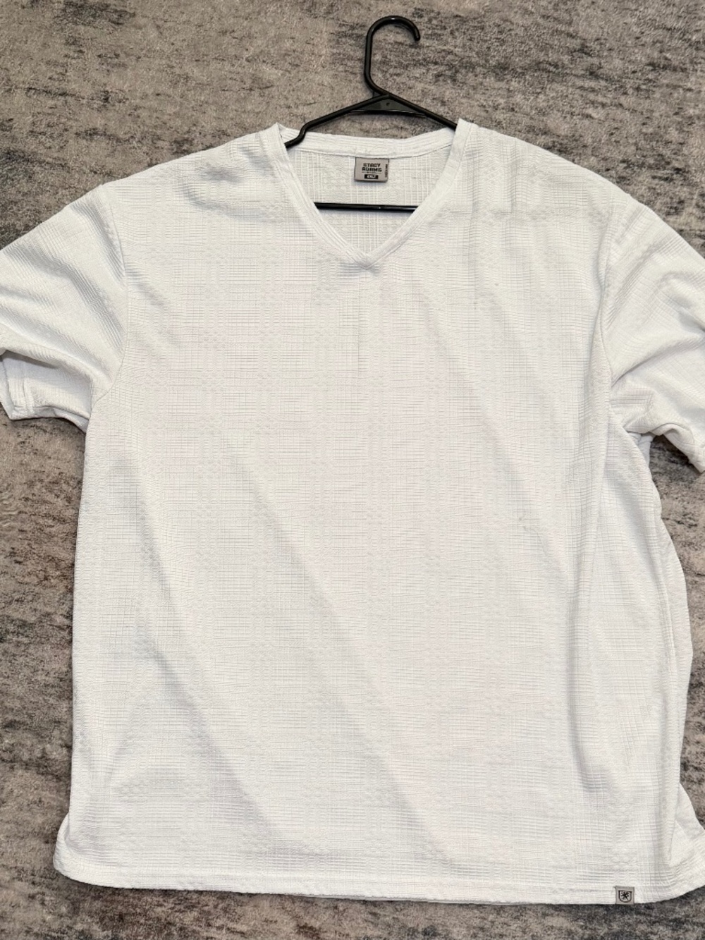 Stacy Adams White Textured V-Neck Shirt XXL